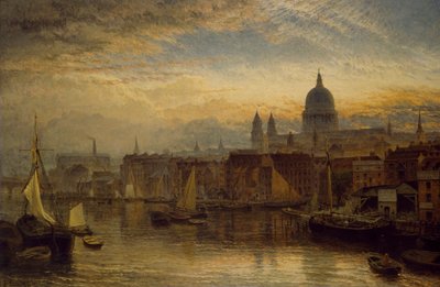 St. Paul dal fiume Tamigi, 1877 da Henry Dawson