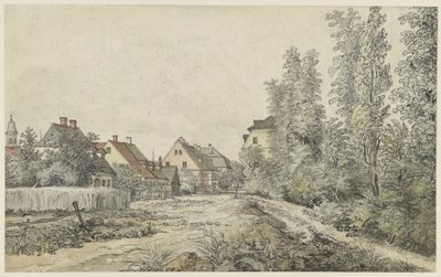 Strada del villaggio con case (in Germania?) da Henry Edridge