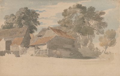 Edifici agricoli con alberi da Henry Edridge