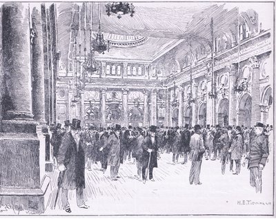 Dentro la Royal Exchange a Manchester, illustrazione da Cassells History of England, 1900 da Henry Edward Tidmarsh