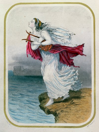 La poetessa Saffo si getta in mare, inciso da Mme Gervais, 1849 da Henry Emy