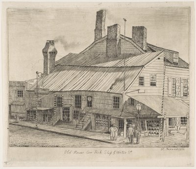 Vecchia casa, angolo tra Peck Slip e Water Street, da «Scene della vecchia New York» da Henry Farrer