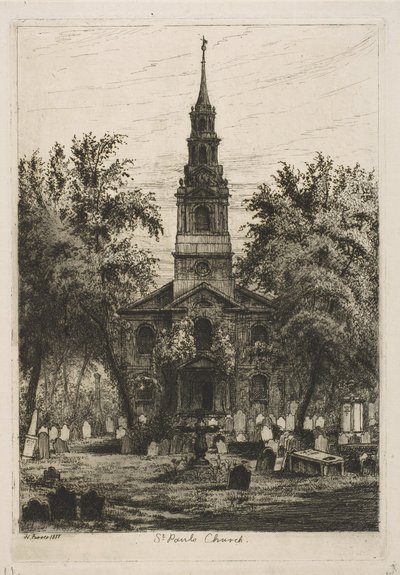 Cappella di San Paolo, New York da Scene della Vecchia New York, 1877 da Henry Farrer