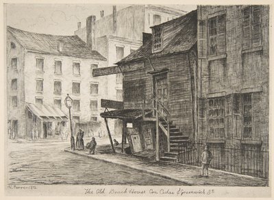 La vecchia casa sulla spiaggia, angolo tra Cedar Street e Greenwich Street, da «Scene della vecchia New York» da Henry Farrer