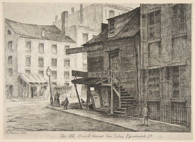 La vecchia casa sulla spiaggia, angolo tra Cedar e Greenwich Streets da Scene della vecchia New York da Henry Farrer