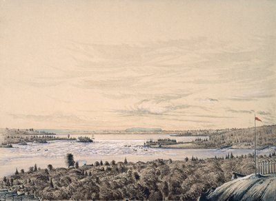 Sault de Ste. Marie tra i laghi Huron e Superior, 1842 da Henry Francis Ainslie