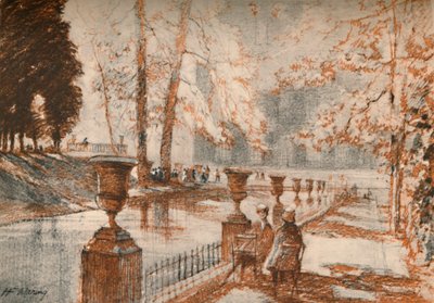 Il Lussemburgo Parigi ama gli alberi e i bambini, c. 1927, 1927 da Henry Franks Waring