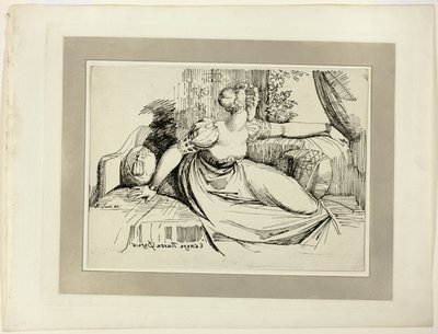 Una donna seduta vicino alla finestra ("Sera, tu porti tutto"), dal primo numero di Specimens of Polyautography da Johann Heinrich Füssli