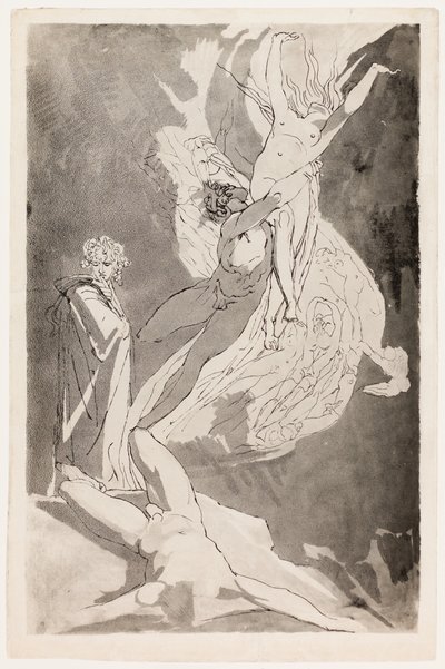 Dante Sviene davanti alle Anime Volanti di Paolo e Francesca, Virgilio al Suo Fianco da Johann Heinrich Füssli