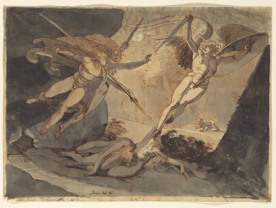 Satana si ritrae dal tocco della lancia di Ithuriel, 1776 da Johann Heinrich Füssli