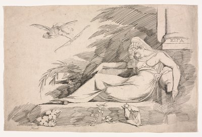 Donna Dormiente con un Cupido, 1780-1790 da Johann Heinrich Füssli