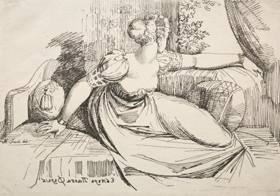 Specimens of Polyautography: Donna su un divano da Johann Heinrich Füssli