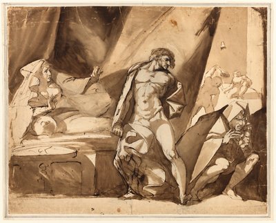 La scoperta (recto), due schizzi di figure maschili in piedi (verso) da Henry Fuseli