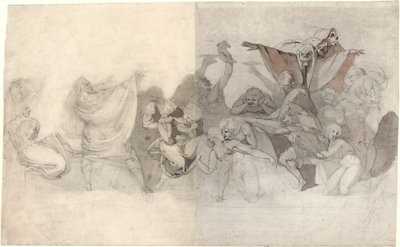 Trionfo della Morte: Tre scheletri invadono una baccanale orchestrata da un mago o un demone malvagio da Johann Heinrich Füssli