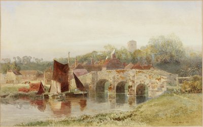 Villaggio con ponte da Henry George Hine