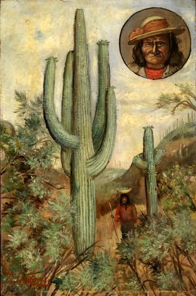 Paesaggio di cactus con ritratto di Geronimo, 1886-1909 da Henry H. Cross