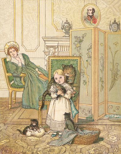 La principessa e i suoi gattini (litografia a colori) da Henry Hetherington Emmerson