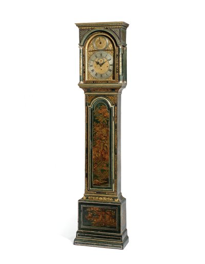Orologio a pendolo George III blu Japanned, York, c.1760 da Henry Hindley