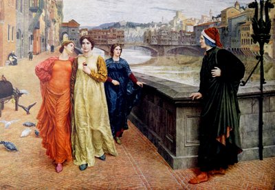 Dante Alighieri che incontra la sua musa Beatrice Portinari a Firenze da Henry Holiday