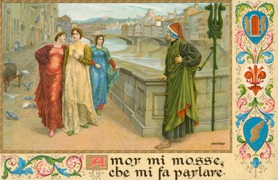 Poeta italiano Dante Alighieri e Beatrice Portinari da Henry Holiday