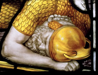 Muncaster, San Michele, Guerriero (dettaglio), Finestra degli Angeli del Giudizio da Henry Holiday
