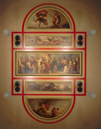 Soffitto nella biblioteca e sala da pranzo, raffigurante la leggenda di Pandora, c.1834 da Henry Howard