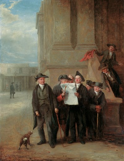 Intelligenza navale: pensionati di Greenwich leggono una copia del The Times da Henry James Pidding