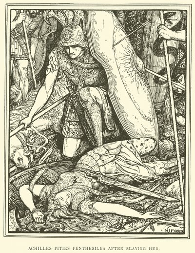 Achille prova pietà per Pentesilea dopo averla uccisa da Henry Justice Ford