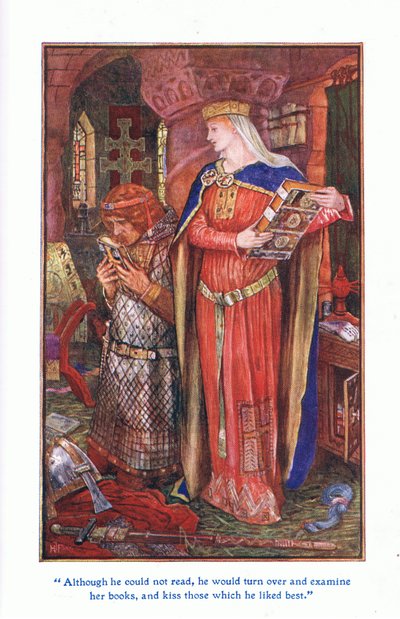 Sebbene non sapesse leggere, sfogliava e esaminava i suoi libri e baciava quelli che gli piacevano di più, 1912 da Henry Justice Ford