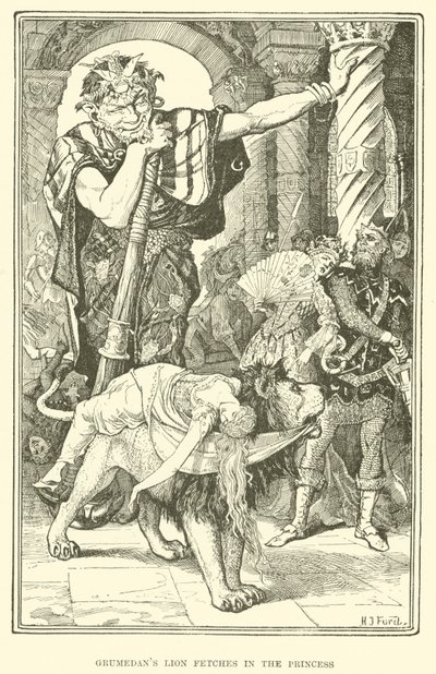Il Leone di Grumedan porta la Principessa (incisione) da Henry Justice Ford