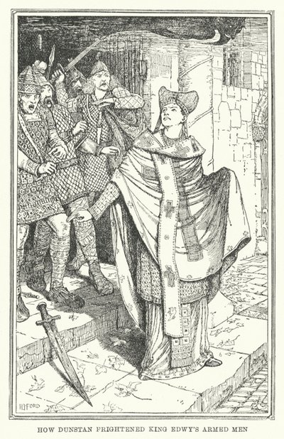 Come Dunstan spaventò gli uomini armati del re Edwy da Henry Justice Ford