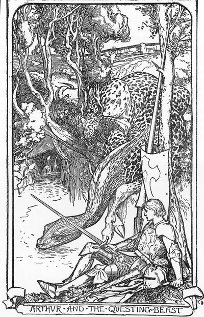 Re Artù e la Bestia Ricercante Illustrazione di HJ Ford (1860-1940) da 