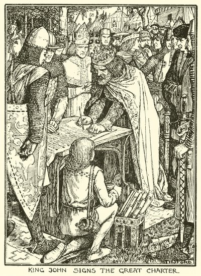 Magna Carta. Re Giovanni firma la Grande Carta da Henry Justice Ford