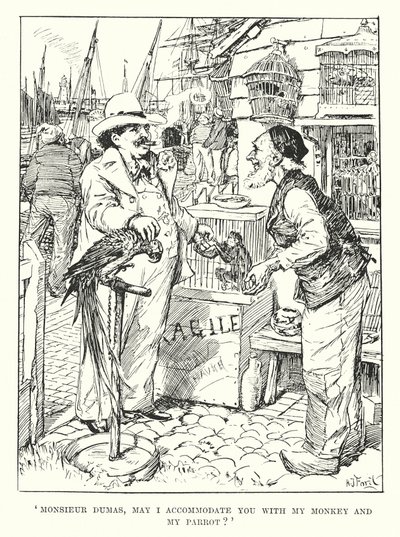"Monsieur Dumas, posso accomodarla con la mia scimmia e il mio pappagallo?" da Henry Justice Ford