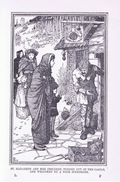 Santa Elisabetta e i suoi figli, cacciati dal castello e accolti dal povero locandiere, 1912 da Henry Justice Ford