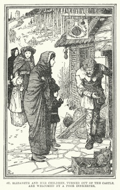 Santa Elisabetta e i suoi figli, cacciati dal castello, sono accolti da un povero locandiere da Henry Justice Ford