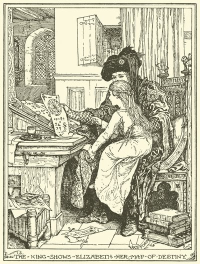 Il re mostra a Elisabetta la sua mappa del destino da Henry Justice Ford