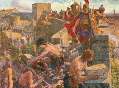 Il muro romano (litografia a colori) da Henry Justice Ford