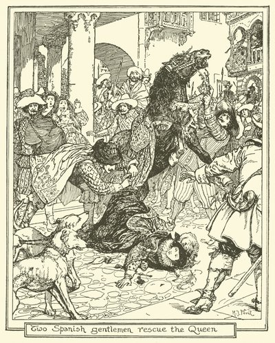 Due gentiluomini spagnoli salvano la regina da Henry Justice Ford