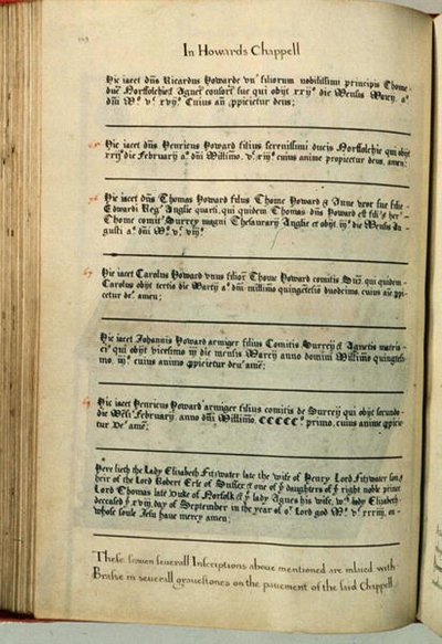 Iscrizioni dalla Cappella degli Howard, Chiesa Parrocchiale di Lambeth da Henry Lilly