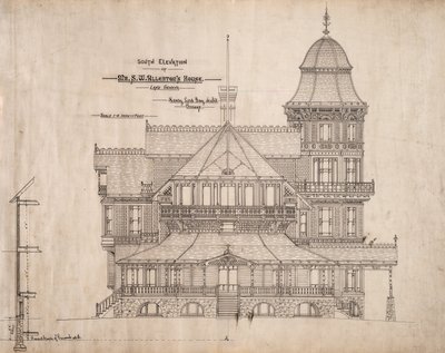 Casa per il Sig. S.W. Allerton, Lago Ginevra, Wisconsin: Elevazione sud da Henry Lord Gay