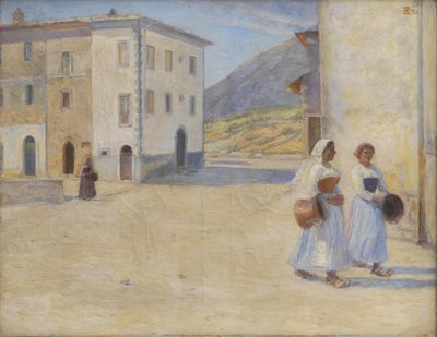 Ragazze in cammino verso il pozzo per l