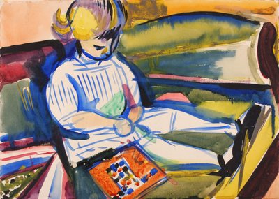 Bambino sul divano da Henry Lyman Saÿen