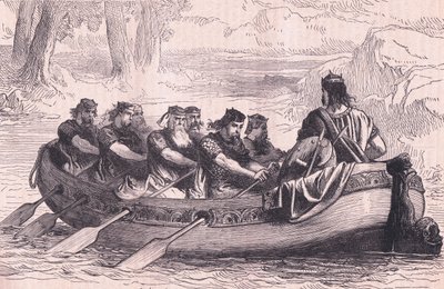 Edgar il Pacifico remato lungo il Dee da otto principi tributari, 956 d.C. da Henry Marriott Paget