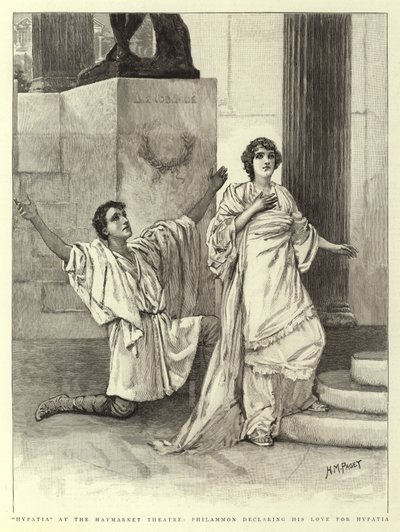 Ipazia al Teatro Haymarket, Filammon che dichiara il suo amore per Ipazia da Henry Marriott Paget
