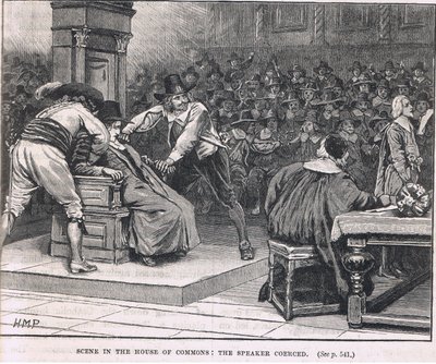 Scena nella Camera dei Comuni: il presidente costretto 1630 da Henry Marriott Paget