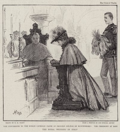 La conversione alla fede cattolica romana della principessa Elena del Montenegro, la cerimonia a Bari il matrimonio reale in Italia da Henry Marriott Paget