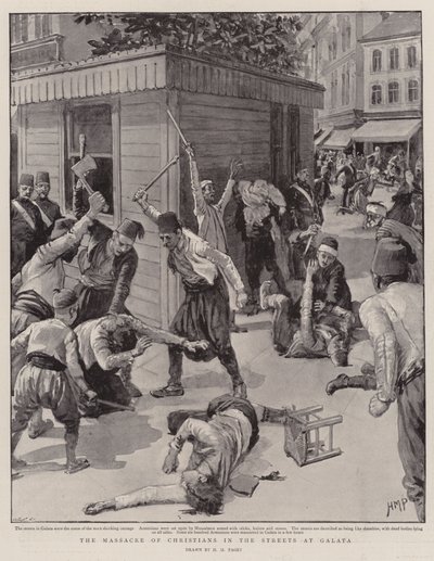 Il massacro dei cristiani nelle strade di Galata da Henry Marriott Paget