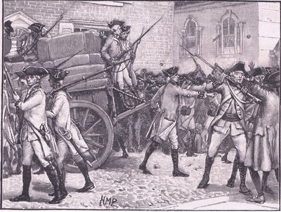 Truppe che scortano la carta bollata al Municipio, New York AD 1765 da Henry Marriott Paget