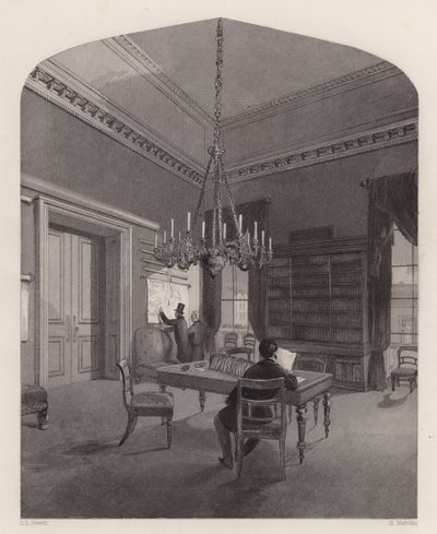 Sala delle mappe del United Service Club, Westminster, Londra (incisione) da Henry Melville